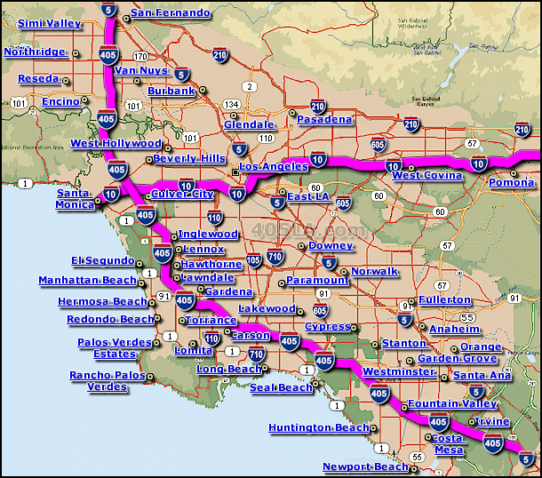 Interstate 10 Los Angeles Freeway Map