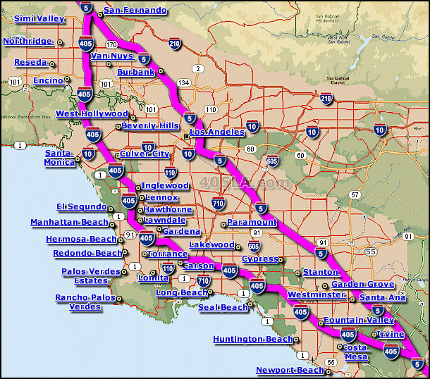 Directions To 5 Freeway South Interstate 5 Los Angeles Map